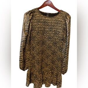 Forever 21 Brown and Black Sheath Dress with Bishop Sleeves